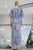 Vestido floral azul y magenta
