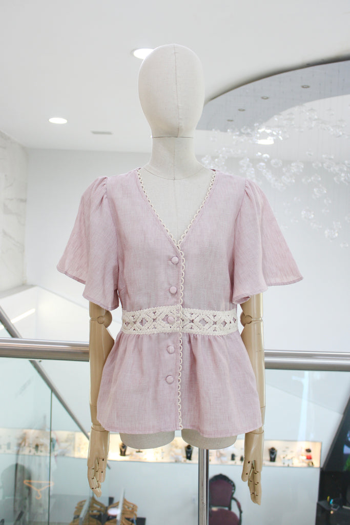 Blusa lino rosa claro