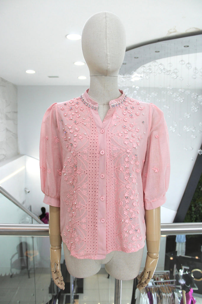 Camisa rosa flores