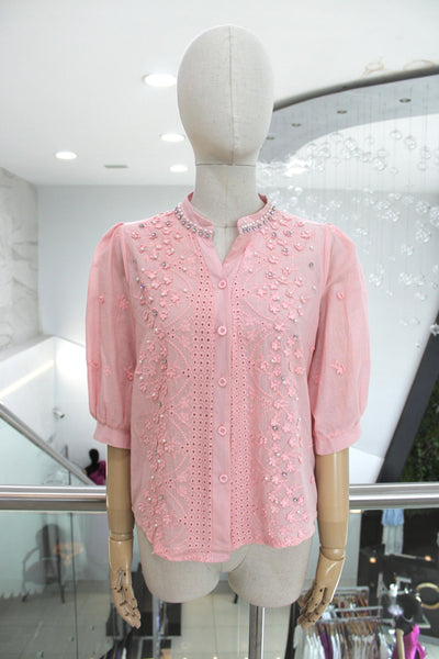 Camisa rosa flores