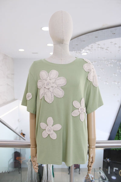 T-shirt verde floral