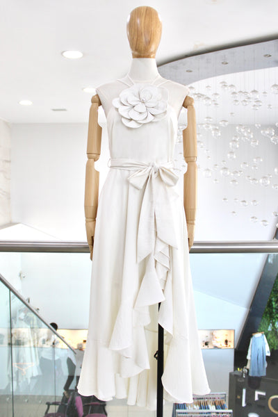 Vestido flor hueso
