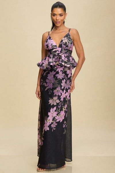 Vestido negro con flores