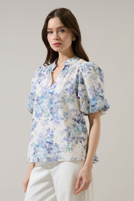 Blusa flores azul