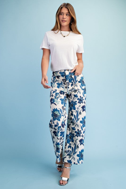 Pantalón floral azul