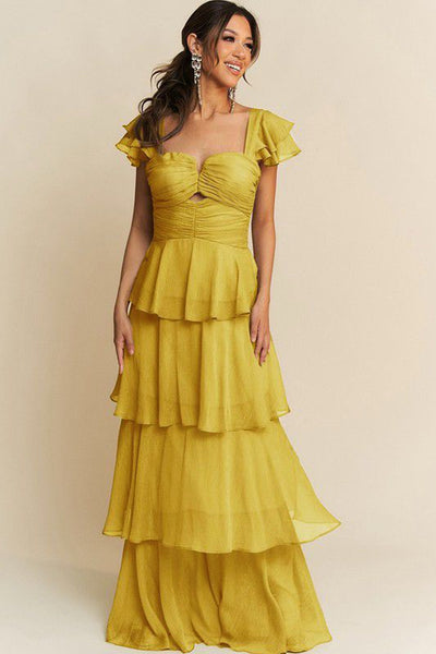 Vestido gasa mostaza