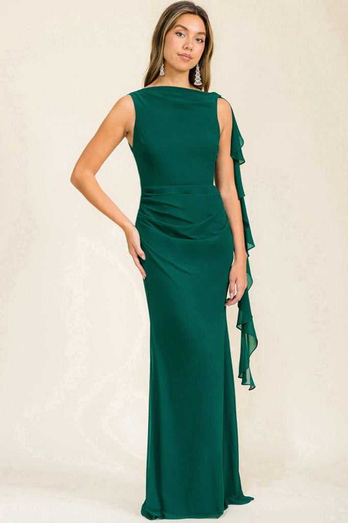 Vestido gasa verde esmeralda