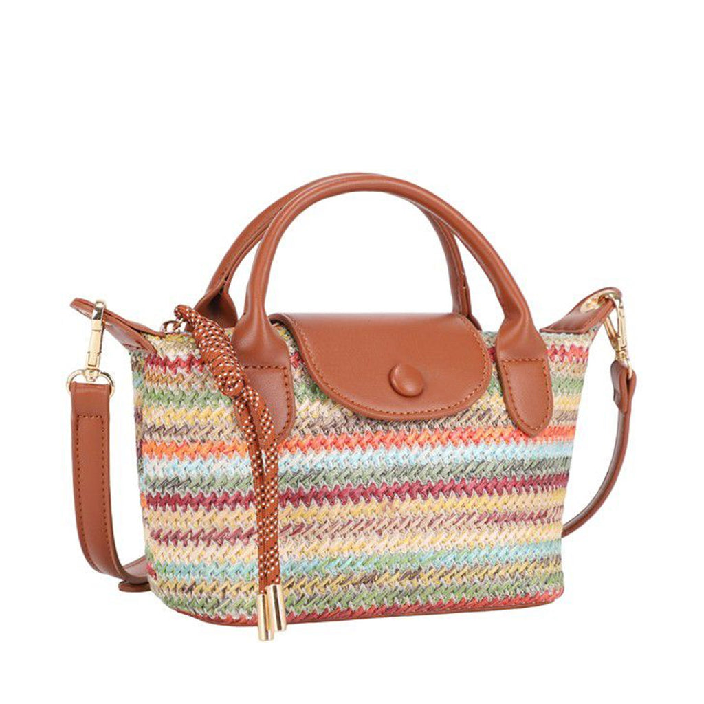 Mini bolsa tejida naranja y verde