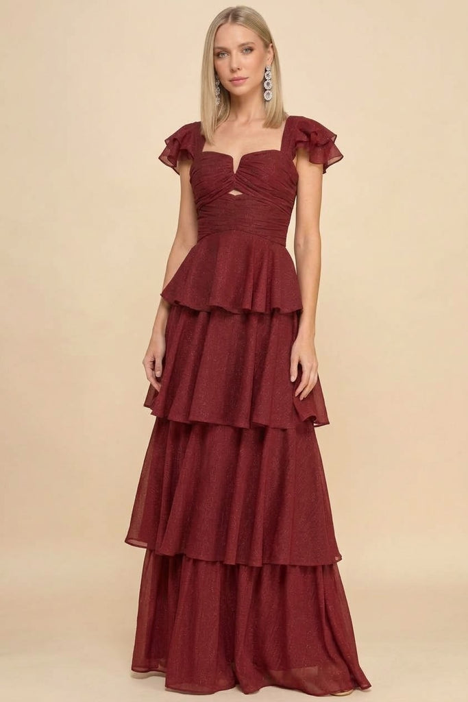 Vestido vino volantes
