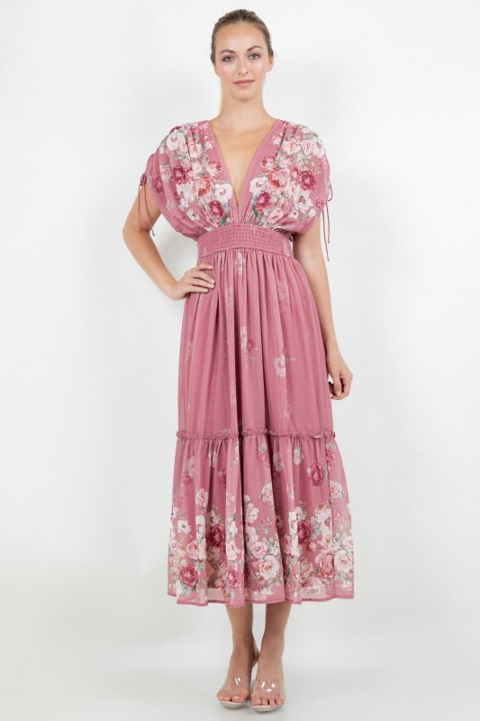 Vestido rosa floral