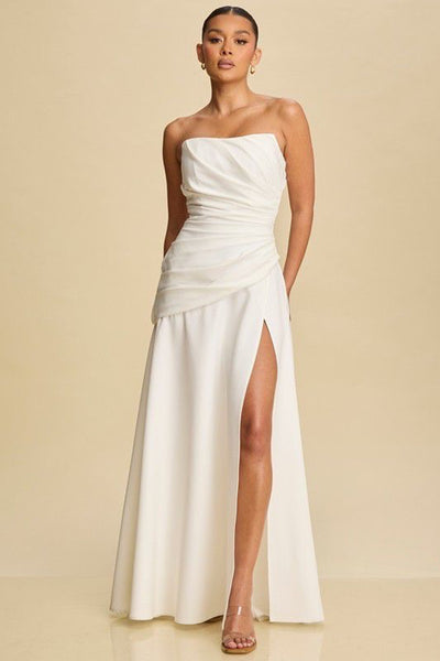 Vestido drapeado blanco