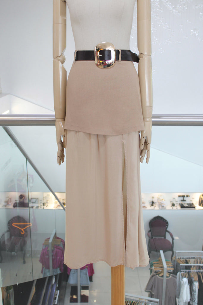 Falda larga beige