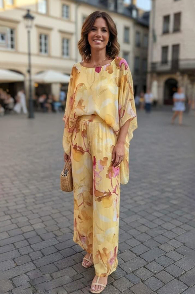 Conjunto amarillo floral