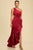 Vestido en satín rojo quemado