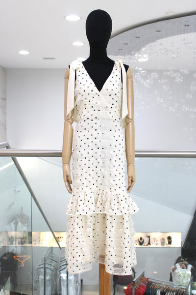 Vestido beige con puntos