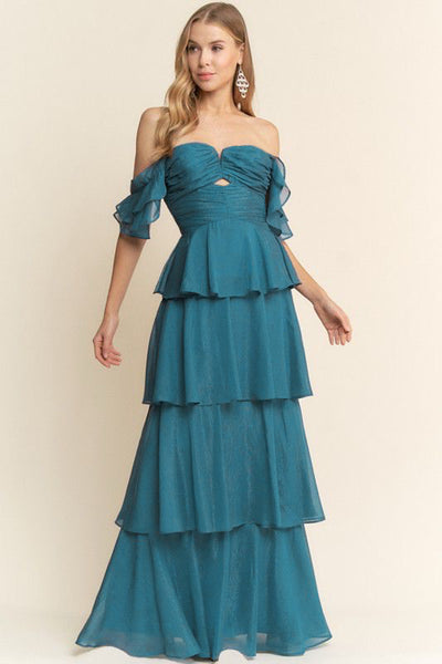 Vestido largo verde teal
