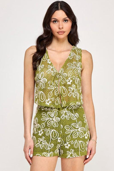 Conjunto bordado verde