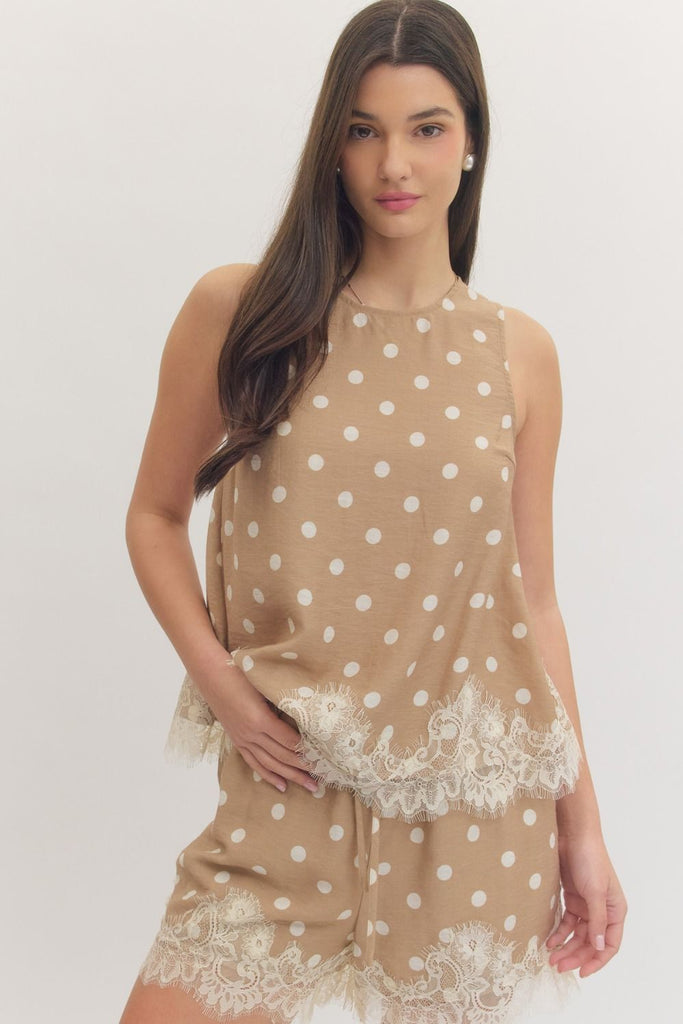 Conjunto beige polka dots