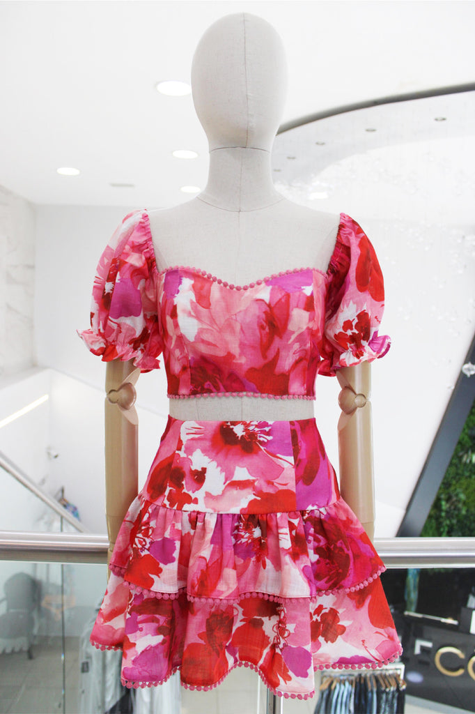 Conjunto flores rosa