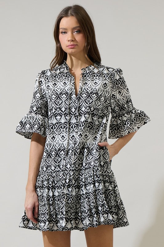 Vestido print blanco y negro 50/30%