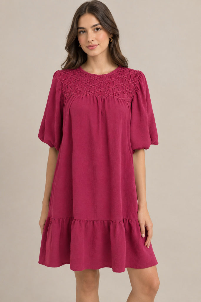 Vestido corto magenta