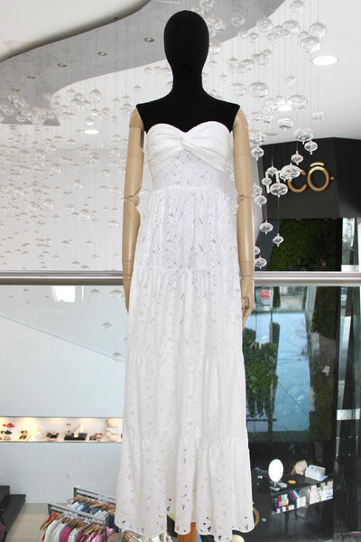 Vestido guipur strapless