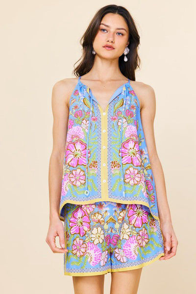 Conjunto floral lino