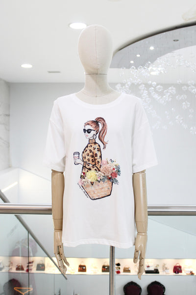 T-shirt girly blanca