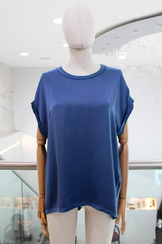 Blusa seda azul marino