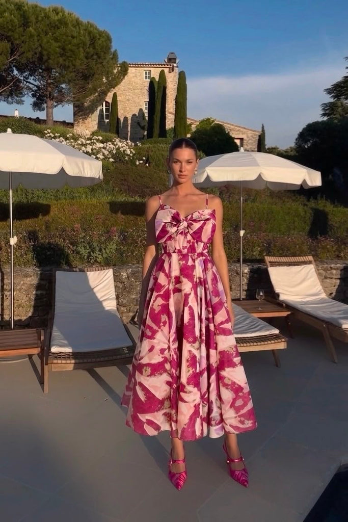 Vestido moño magenta