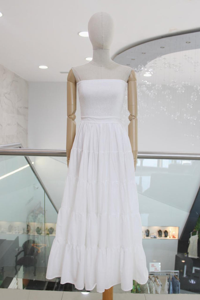 Vestido strapless blanco