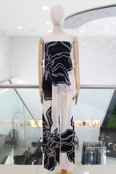Palazzo maxi flor beige
