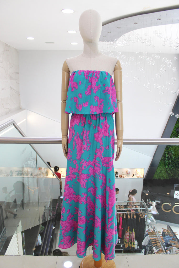 Vestido strapless estampado