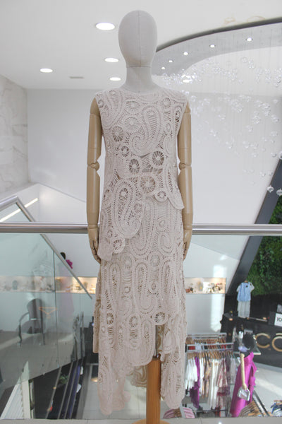 Conjunto tejido paisley beige