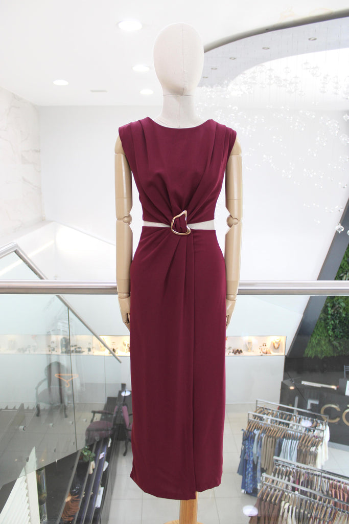 Vestido midi magenta