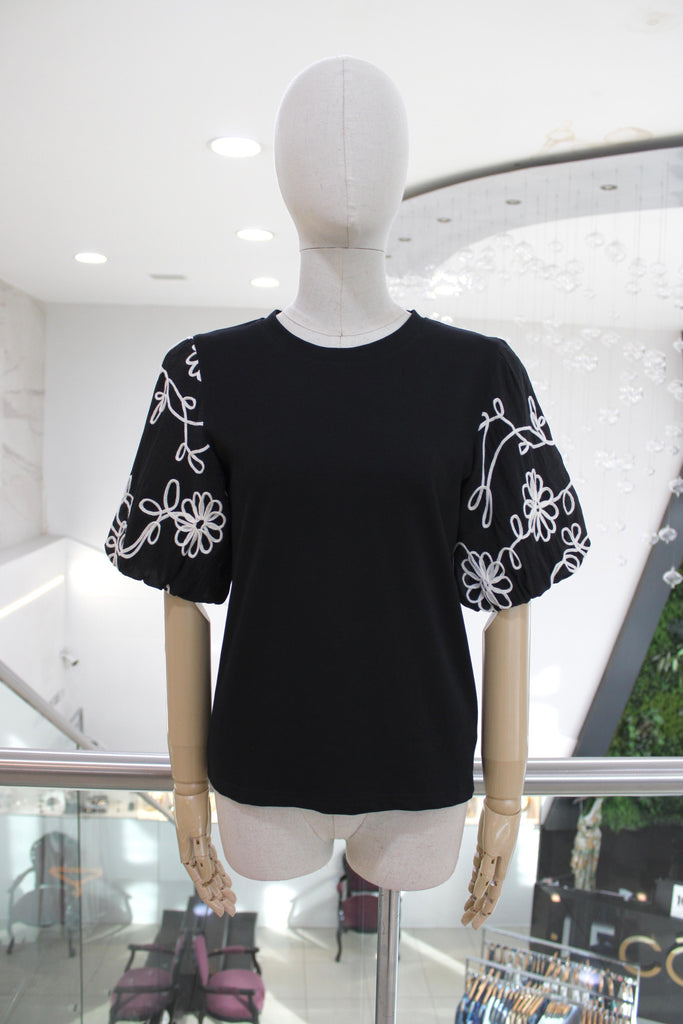 Blusa manga abullonada negra