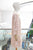 Vestido guipur floral rosa y beige