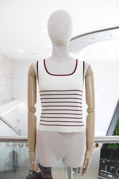 Top rayas beige con vino