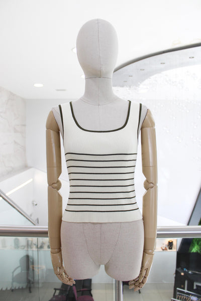 Top rayas beige con verde