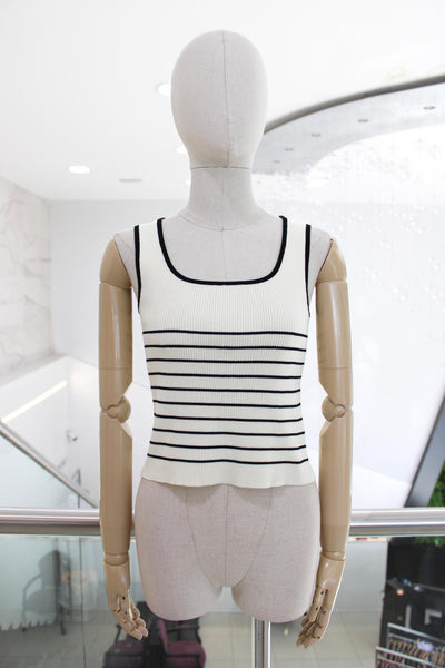 Top rayas beige con negro