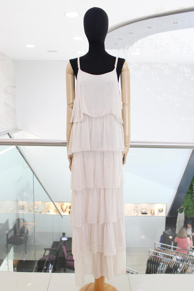 Vestido seda italiana beige