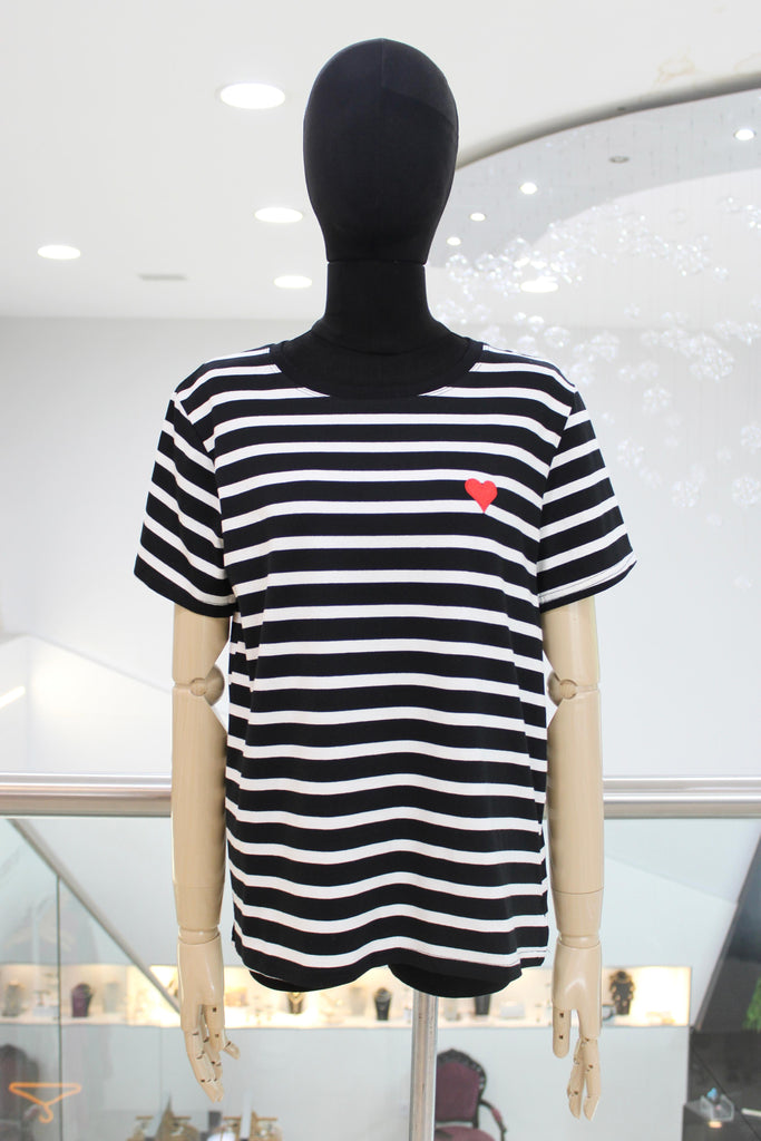 T-shirt de rayas negro con blanco