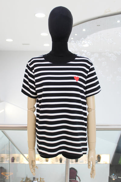 T-shirt de rayas negro con blanco