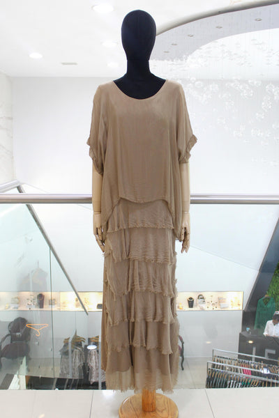 Vestido seda italiana café