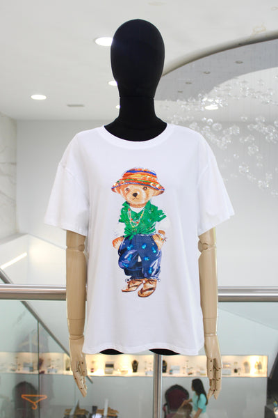 T-shirt blanca de oso
