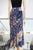 Falda midi azul estampada