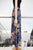 Falda midi azul estampada