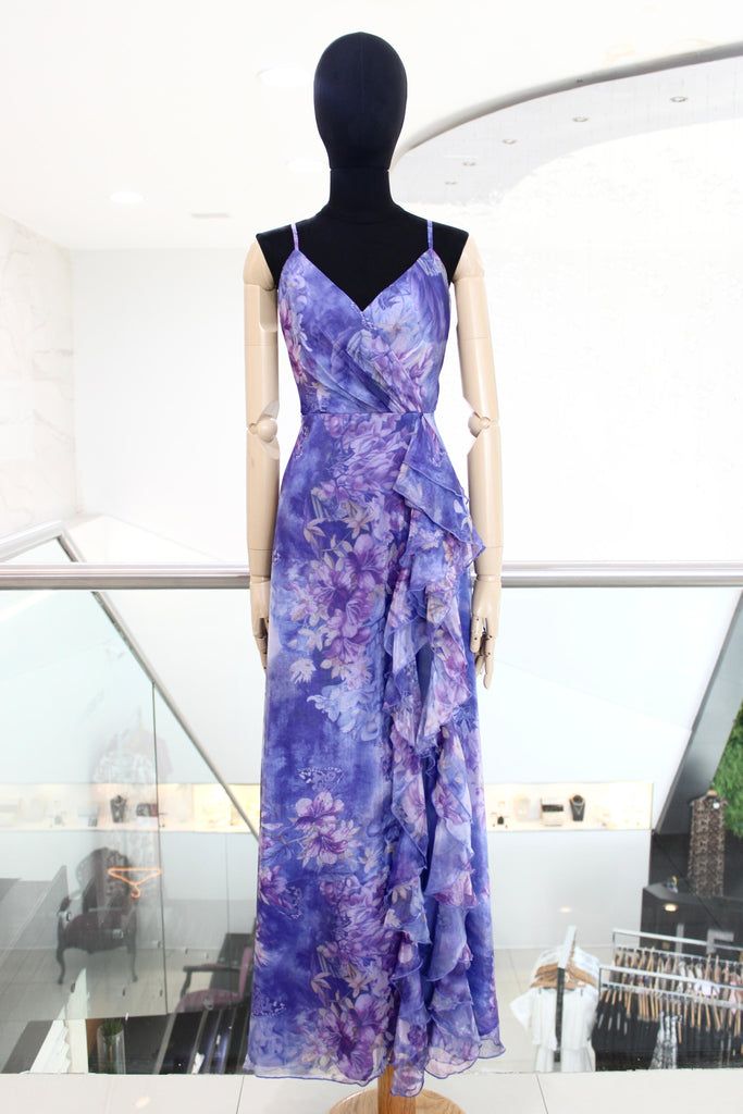 Vestido largo de gasa morado