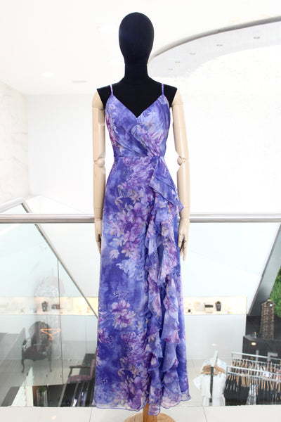 Vestido largo de gasa morado