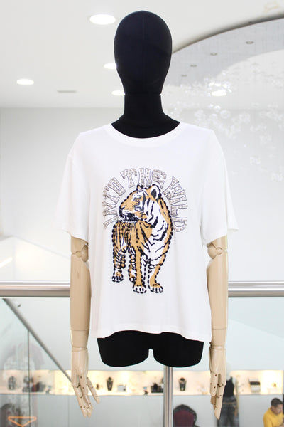 T-shirt blanca de tigre